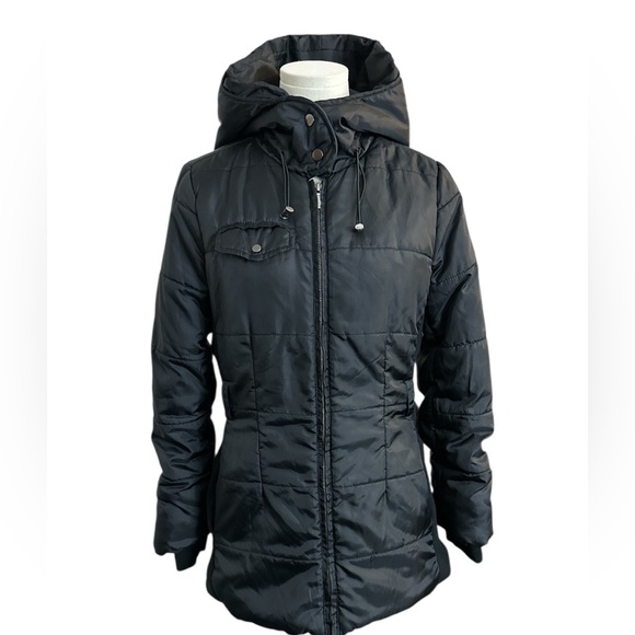 Y2K Converse One Star Women’s Black Hooded Jacket Puffer Coat size Small (D67)‎ - Picture 2 of 15